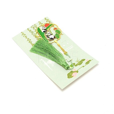 Panda Brass Bookmark with Tassel AJEW-WH0029-59-1