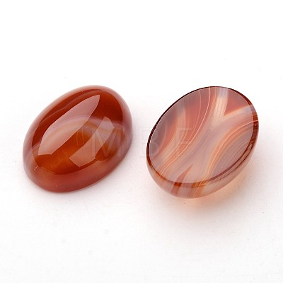 Natural Striped Agate/Banded Agate Oval Cabochons X-G-L394-02-18x13mm-1