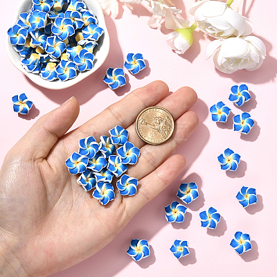 100Pcs Handmade Polymer Clay 3D Flower Plumeria Beads CLAY-SC0002-48A-1