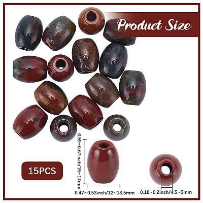 15Pcs Natural Indian Agate European Beads G-SP0001-46-1