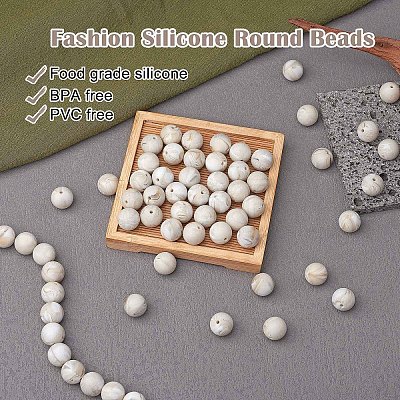 100Pcs Silicone Beads Round Rubber Bead 15MM Loose Spacer Beads for DIY Supplies Jewelry Keychain Making JX467A-1