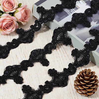 5Yards Polyester Flower Lace Ribbon OCOR-NB0002-82D-1
