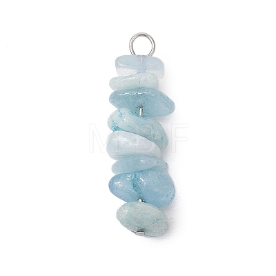 3Pcs Natural Aquamarine & Flower Amazonite & Synthetic Stone Chip Beaded Constellation Pendants PALLOY-JF03043-11-1
