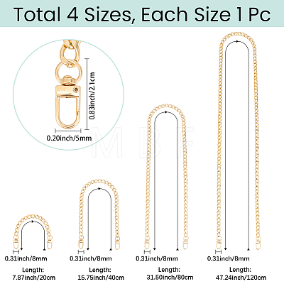 4Pcs 4 Styles Aluminum Chain Bag Extension Chains PURS-CL0001-52-1