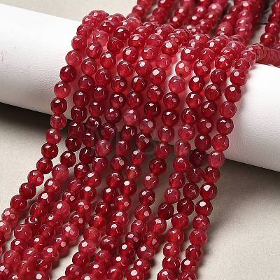 Dyed Natural White Jade Round Beads Strands X-G-E311-4mm-03-1