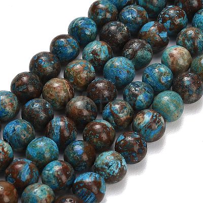 Natural Chrysocolla Beads Strands G-C289-B02-8mm-1
