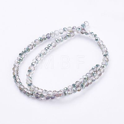Half Plated Faceted Rondelle Electroplate Glass Bead Strands X-EGLA-D020-3x2mm-15-1