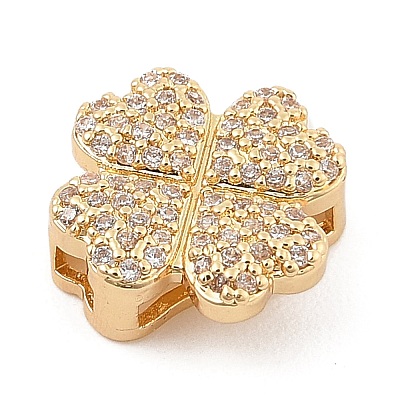 Brass Micro Pave Cubic Zirconia Slide Charms ZIRC-I068-06G-1