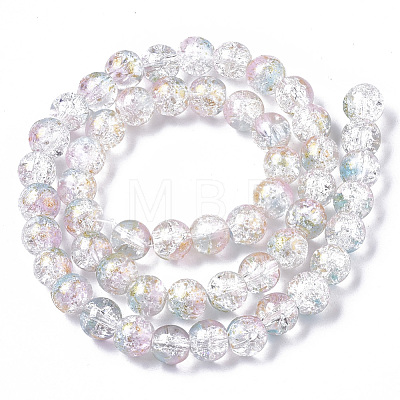 Transparent Spray Painted Crackle Glass Bead Strands GLAA-N035-03C-A07-1
