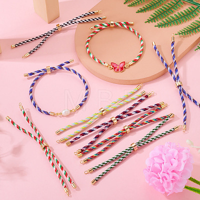 7Pcs Polyester Braided Round Cord Slider Bracelet Making MAK-TA0001-39B-1