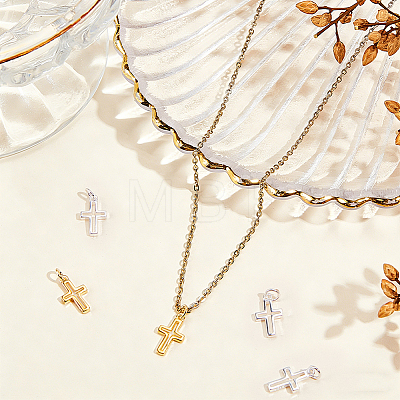 6Pcs 2 Colors 925 Sterling Silver Cross Charms STER-BBC0009-97-1