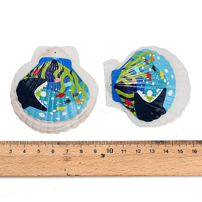 Printed Natural Shell Big Pendants SH-CBA93AD-19F-1
