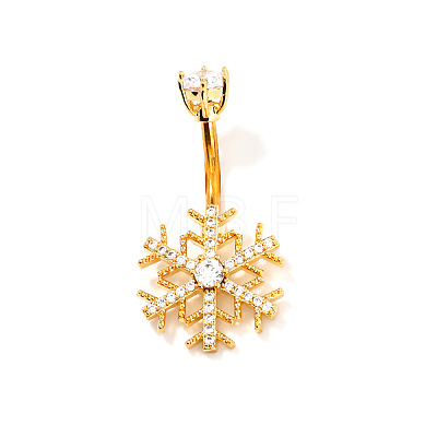 Chic and Simple Brass Full Crystal Rhinestone Snowflake Curved Barbell Belly Button Rings DN7617-3-1