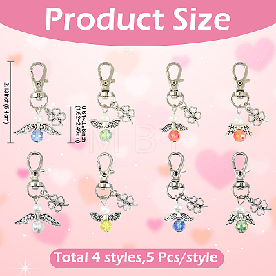 20Pcs 4 Style Alloy & Glass Pendant Decorations HJEW-YW00370-1