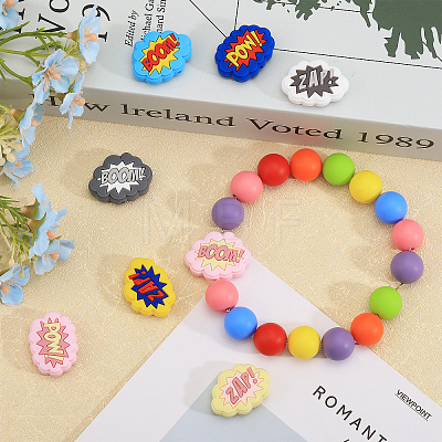 CHGCRAFT 18Pcs 9 Style Cloud with Word Food Grade Eco-Friendly Silicone Beads SIL-CA0002-76-1