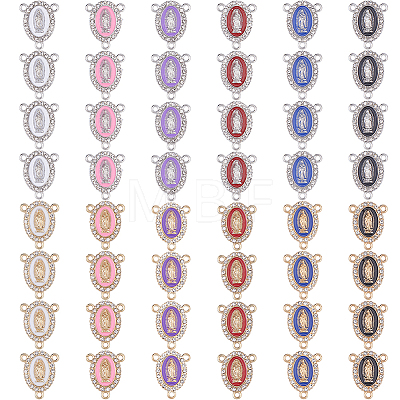60Pcs 12 Colors Zinc Alloy Enamel Religion Oval with Virgin Mary Chandelier Component Links FIND-FH0017-98-1