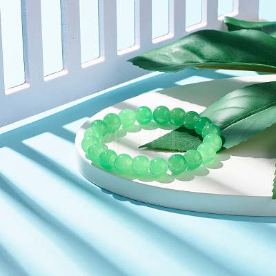 10MM Imitation Jade Glass Round Beads Stretch Bracelet for Women BJEW-JB07422-1