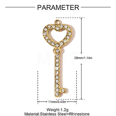304 Stainless Steel Rhinestone Pendants STAS-OY007-75G-1