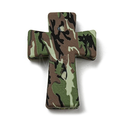 Cross with Flower Silicone Focal Beads SIL-G006-02E-1