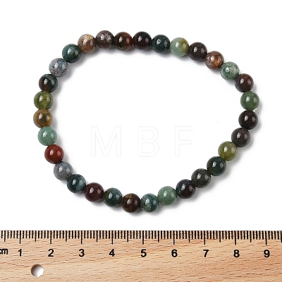 Natural Indian Agate Bead Stretch Bracelets BJEW-K212-A-010-1
