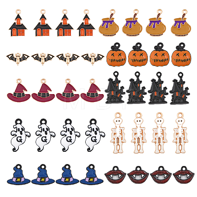 40Pcs 10 Style Halloween Theme Alloy Enamel Pendants ENAM-CA0001-58-1