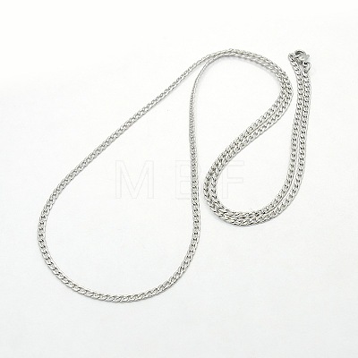 Men's 304 Stainless Steel Curb Chain Necklaces STAS-O037-65P-1