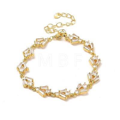 Clear Cubic Zirconia Angel Link Chain Bracelet BJEW-A132-06G-1