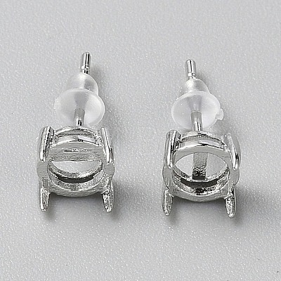 925 Sterling Silver Stud Earring Findings STER-WH0005-22-1