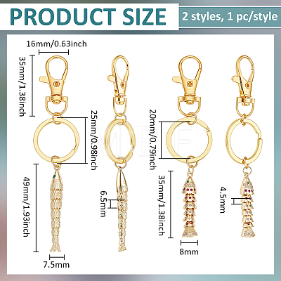2Pcs Brass Micro Pave Cubic Zirconia Fish Pendant Decorations HJEW-BC00103-1