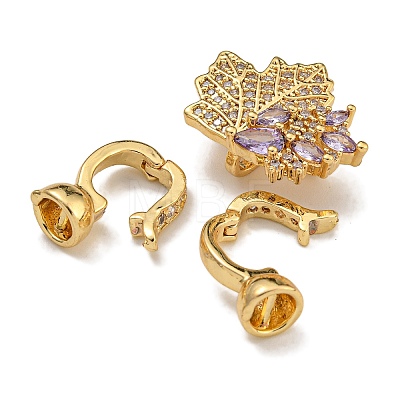 Brass Micro Pave Cubic Zirconia Fold Over Clasps KK-U037-28G-03-1