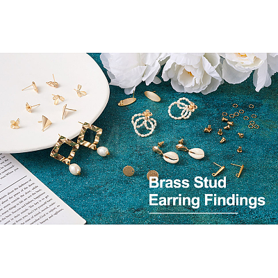  Jewelry 16Pcs 8 Style Brass Stud Earring Findings DIY-PJ0001-36-1