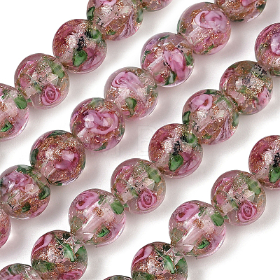 1 Strand Handmade Glod Sand Lampwork Beads Strands LAMP-PA0001-77C-1