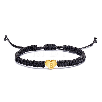 Alloy Heart with Letter Pattern Bead Braided Bead Bracelets FS-WGEB992-02-1
