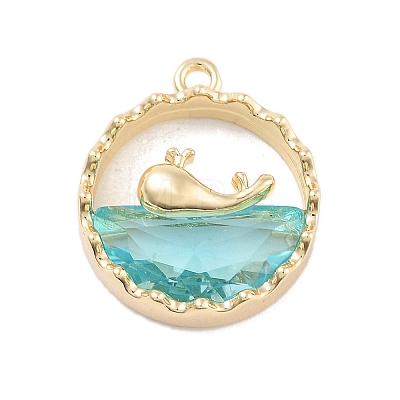 Brass Inlay Glass Pendants KK-Z061-06G-1
