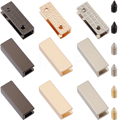 18 Bags 3 Colors Rectangle Alloy Bag Zipper Tail Ends FIND-CY0002-29B-1