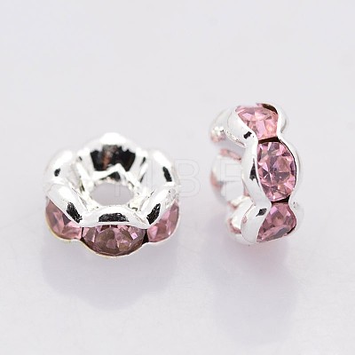 Brass Rhinestone Spacer Beads RB-A014-L6mm-27S-1