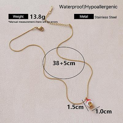 Christmas 304 Stainless Steel Enamel Apple Pendant Necklaces for Women TR7929-1