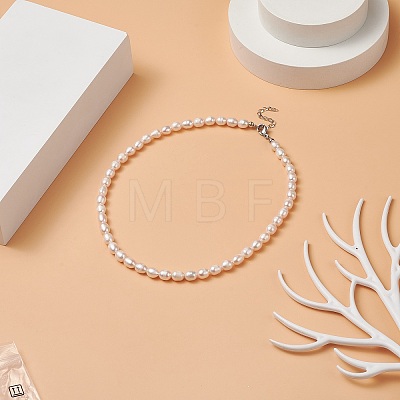 Natural Pearl Beaded Necklace with 304 Stainless Steel Clasp for Women NJEW-JN04143-1