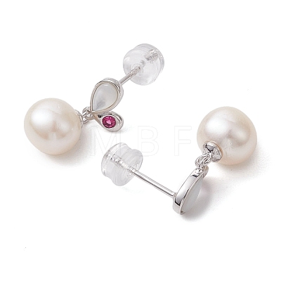 Natural Pearl Ear Studs EJEW-P286-23P-1