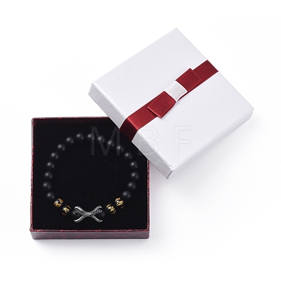 Natural Black Agate(Dyed) Beads Stretch Bracelets BJEW-JB04801-1