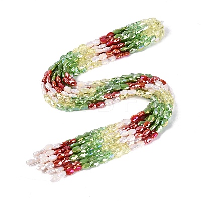 Electroplate Imitation Jade & Opaque & Transparent Glass Beads Strands EGLA-Q135-6x8MM-01C-1
