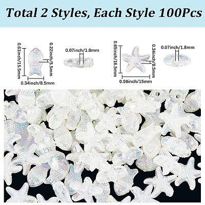 200Pcs 2 Styles Electroplate Transparent Acrylic Beads MACR-SP0002-29-1