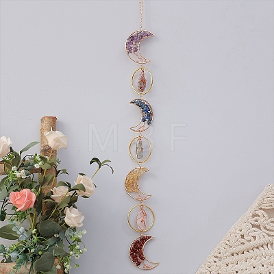 Moon Tree of Life Natural Gemstone Beads Suncatchers HJEW-F027-01-1