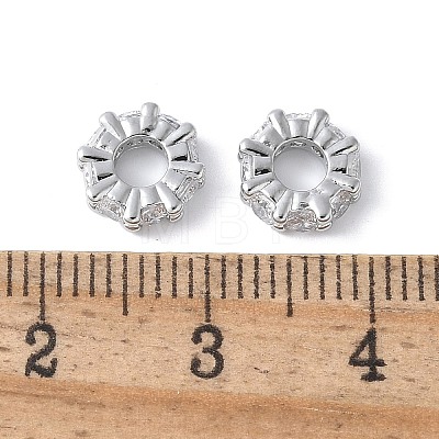 Brass Micro Pave Clear Cubic Zirconia Spacer Beads KK-F892-29P-1