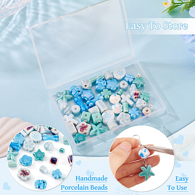 42Pcs 21 Styles Handmade Porcelain Beads PORC-TA0001-45-1