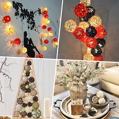 32Pcs 12 Styles Wicker Rattan Balls AJEW-SC0004-27-1