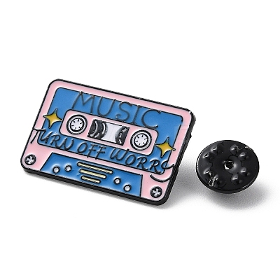 Cassette with Word Turn Off Worry Enamel Pins JEWB-I023-01B-1