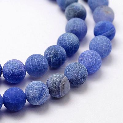 Frosted Natural Weathered Agate Beads Strands G-F367-6mm-01-1