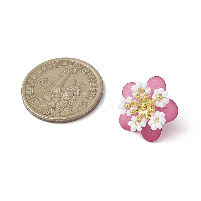 Glass Seed Beaded Flower Pendants PALLOY-MZ01128-04-1