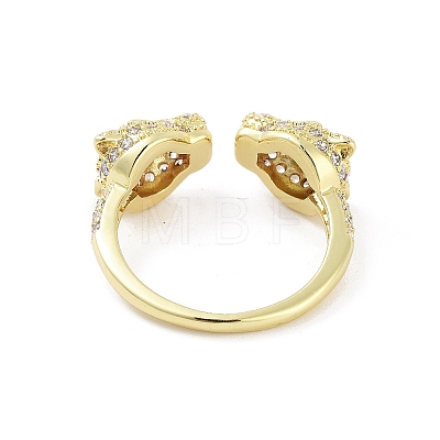 Rack Plating Adjustable Brass with Cubic Zirconia Rings RJEW-B060-03G-1